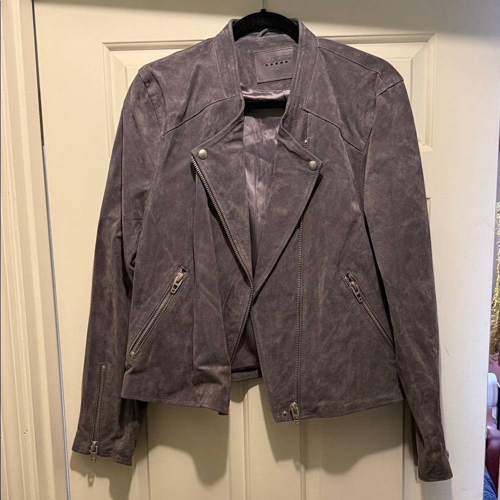 Blank NYC Women's Suede Gray Leather Moto/Biker Jacket